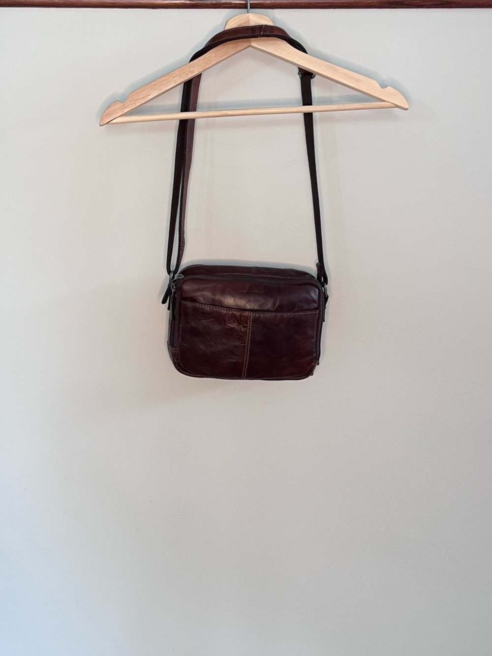 Jack Georges Dark Brown Genuine Leather Small Crossbody Bag‎ Organizer Handbag
